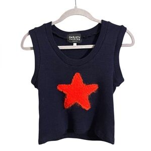 Nakedly Nothing London Navy Red Star Cropped Tank Top One Size